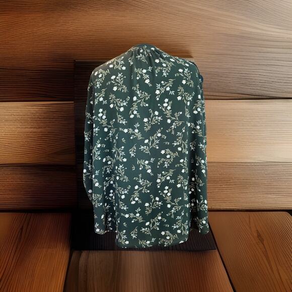 41 Hawthorn Green Floral Morey Split Neck 3/4 Sleeve Blouse Size 1x Workwear - Picture 3 of 5